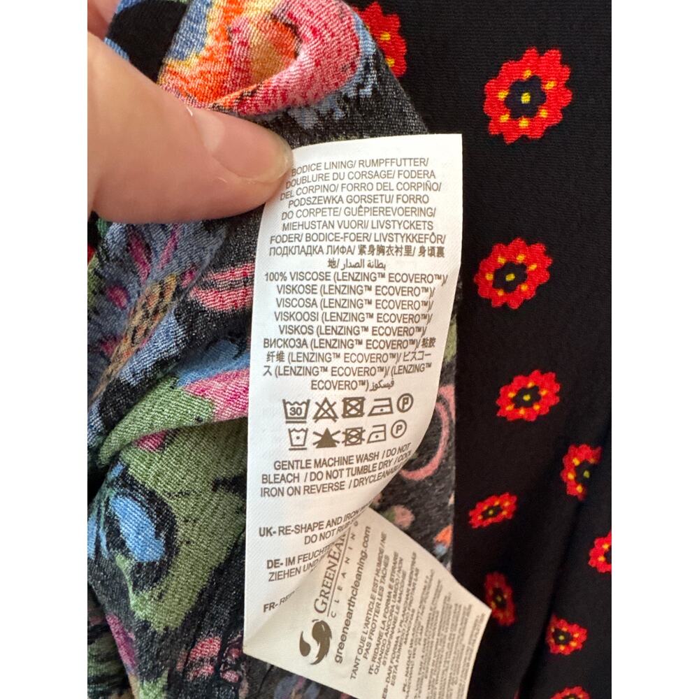 BODEN Blouson Sleeve Floral Maxi Dress V Neck Size 2P Black Red - Picture 13 of 14